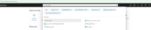 Screenshot of Azure portal showing search results for "Key vaults" under Services, with additional resource categories displayed.