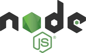 Node.js logo with green hexagon and 'JS' text, representing the JavaScript runtime environment for server-side application development.