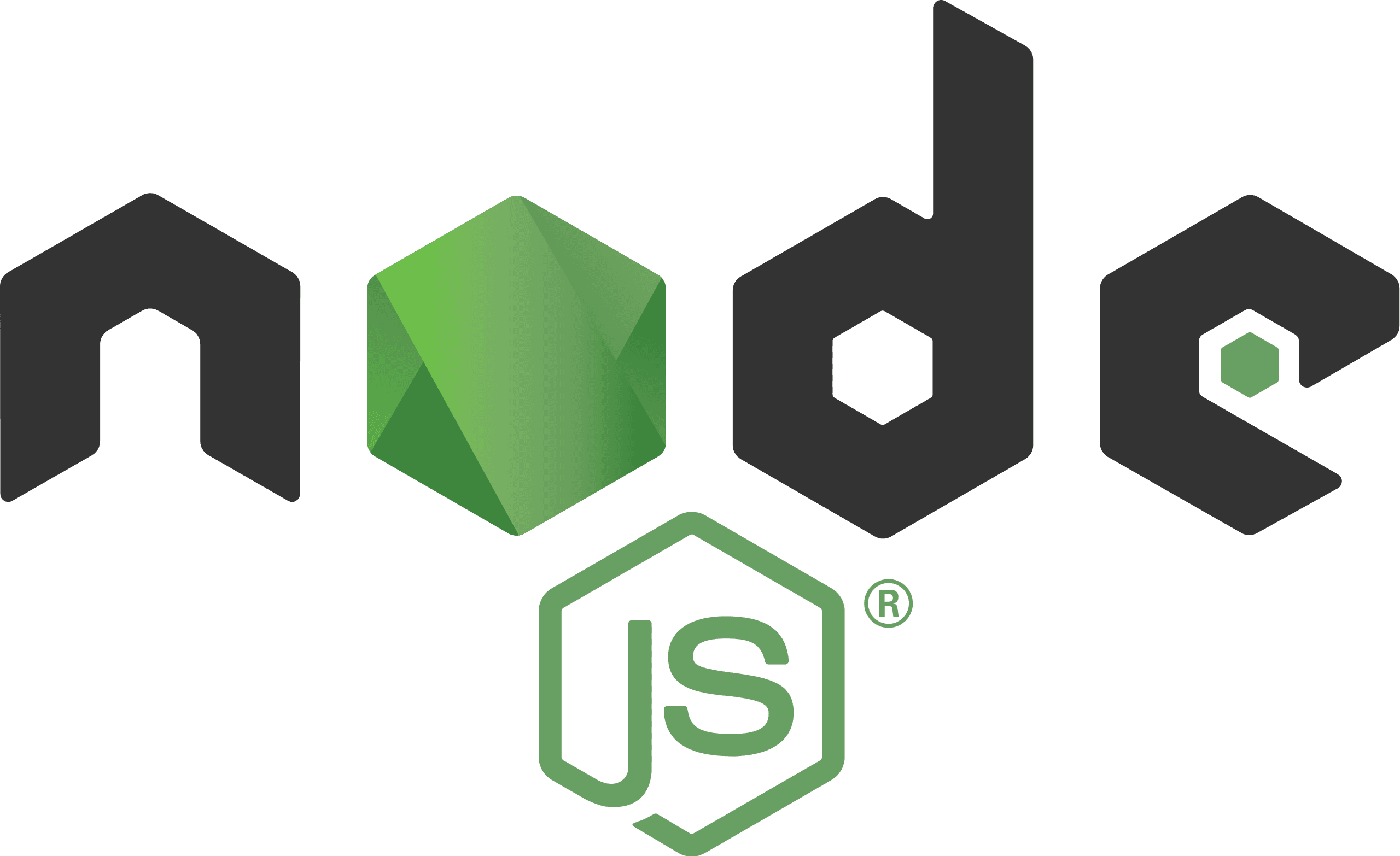 Node.js logo with green hexagon and 'JS' text, representing the JavaScript runtime environment for server-side application development.