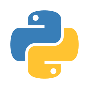 Python Logo Python programming language logo featuring a blue and yellow two-part snake icon, symbolizing simplicity and powerful coding capabilities.
